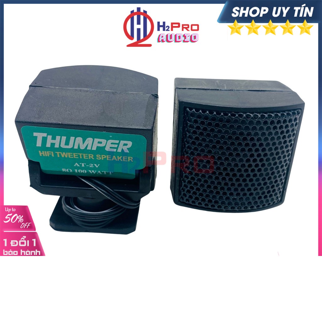 Đôi Loa Treble Thạch Anh Thumper Vuông 5x5cm, 2 Loa Tép Rời Thạch Anh Cao Cấp 40W-8 Ôm (Tặng Tụ 20K Hàn Sẵn)-H2Pro Audio