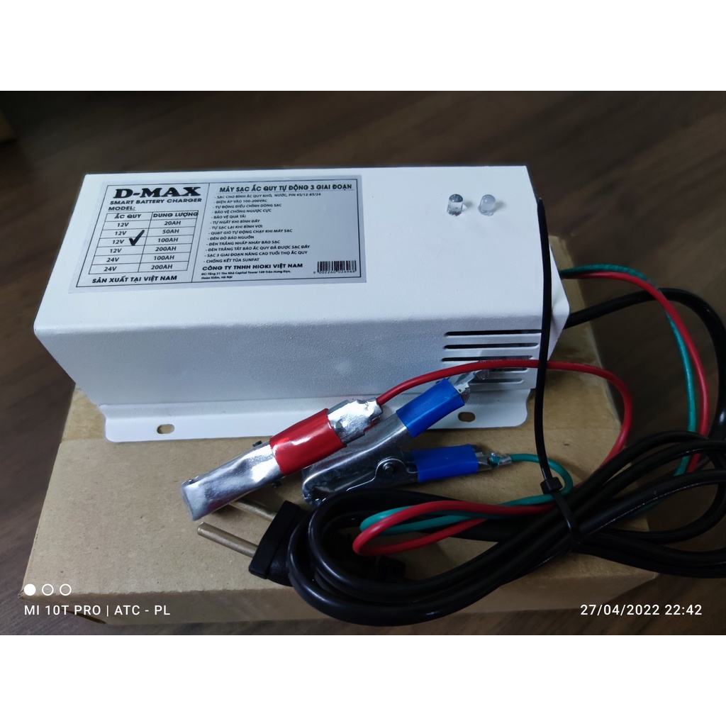 Sạc ắc quy ô tô, xe máy, UPS, ATS tự động 3 giai đoạn Dmax 12V-100Ah - bảo dưỡng phục hồi ắc quy, chống chập cháy.