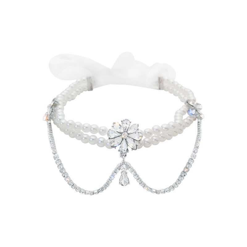 Vòng cổ/ băng đô cài tóc đính đá và ngọc trai nhân tạo thời trang