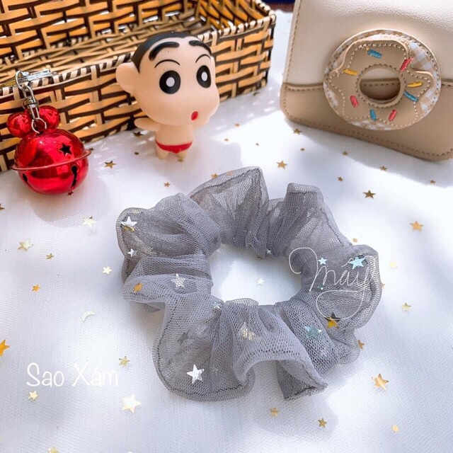 Scrunchies cột tóc voan đính sao dễ thương