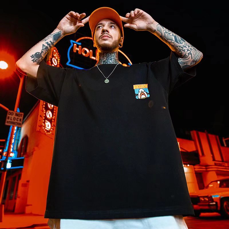 Áo Thun Tay Ngắn Dáng Rộng In Họa Tiết Hoạt Hình Phong Cách Hip Hop Đường Phố Hàn Quốc Thời Trang Mùa Hè Cho Nam M-8XL