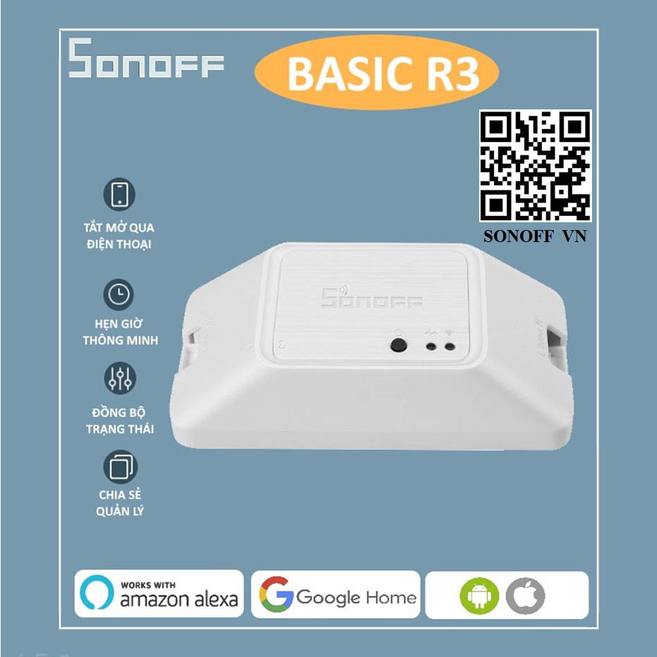 Công Tắc Điều Khiển Sonoff Basic R3 Điều Khiển Từ Xa Qua Wifi