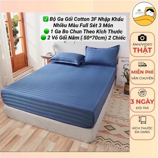 Ga Gối Cotton Sọc 3F Nhập Khẩu Mềm Mịn Chuẩn Khách Sạn ,Không Phai,Không Xù