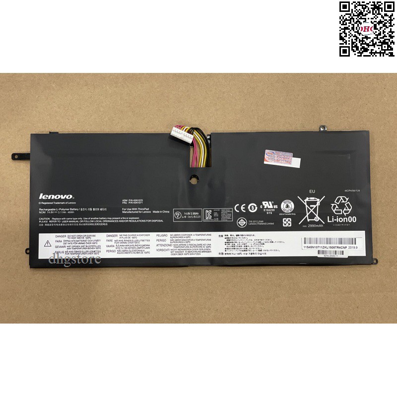 Pin laptop Lenovo ThinkPad X1 Carbon Gen 1, 3444 3448 3460 X1C ASM 45N1070 45N1071