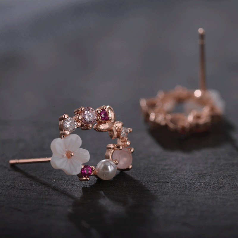 Khuyên Tai Hình Nơ Đính Ngọc Trai Xinh Xắn Phong Cách Hàn Quốc