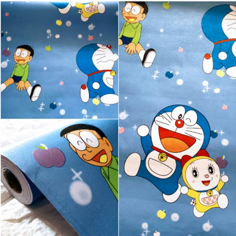 COMBO 10M GIẤY DÁN TƯỜNG DORAEMON VUI NHỘN NHIỀU MẪU KHỔ 45CM CÓ KEO SẴN