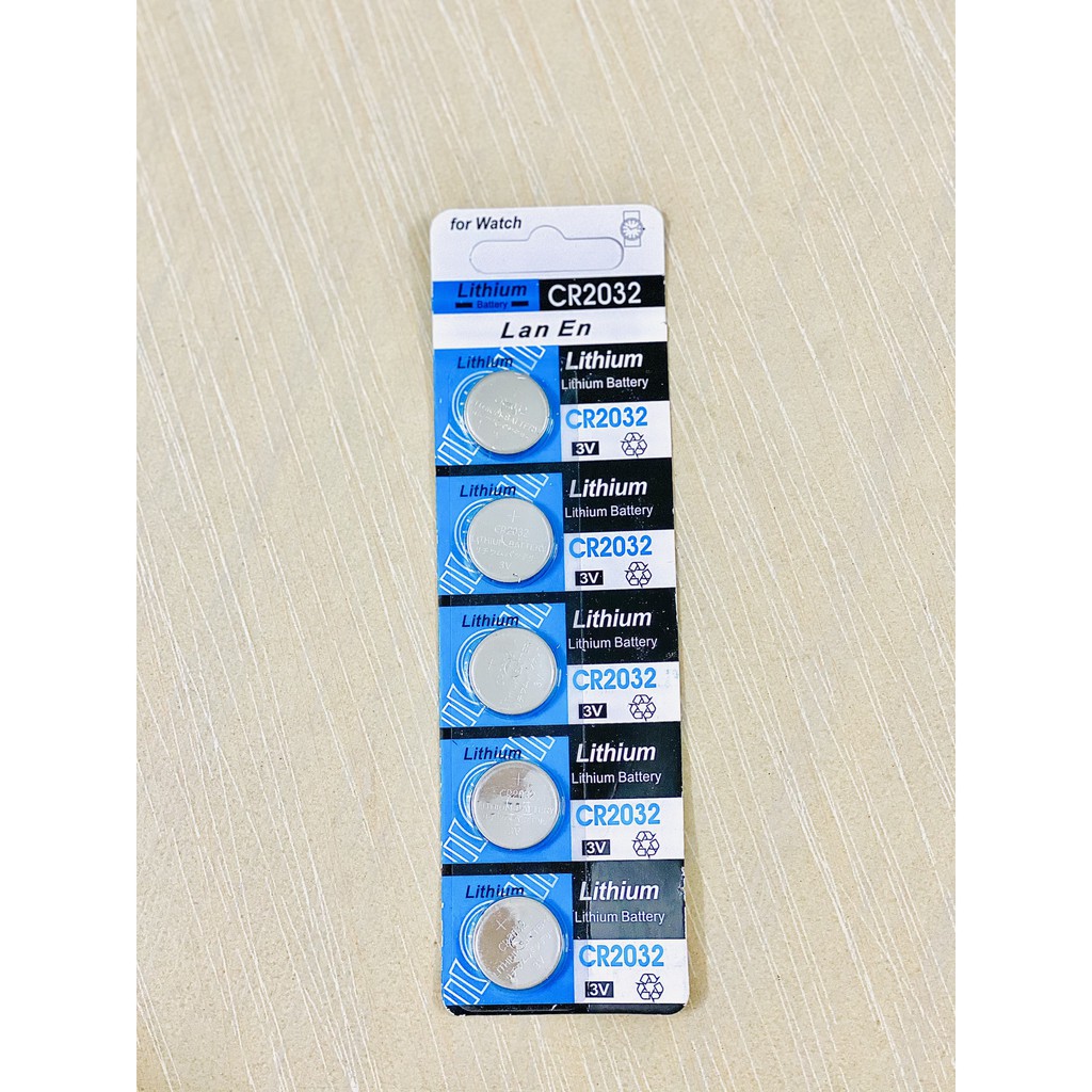 Vỉ 5 viên pin CR2032 Lithium, battery CR 2032, thay bin đồng hồ cân điện tử remote đèn CMOS, dẹp tròn cúc nút áo 3V