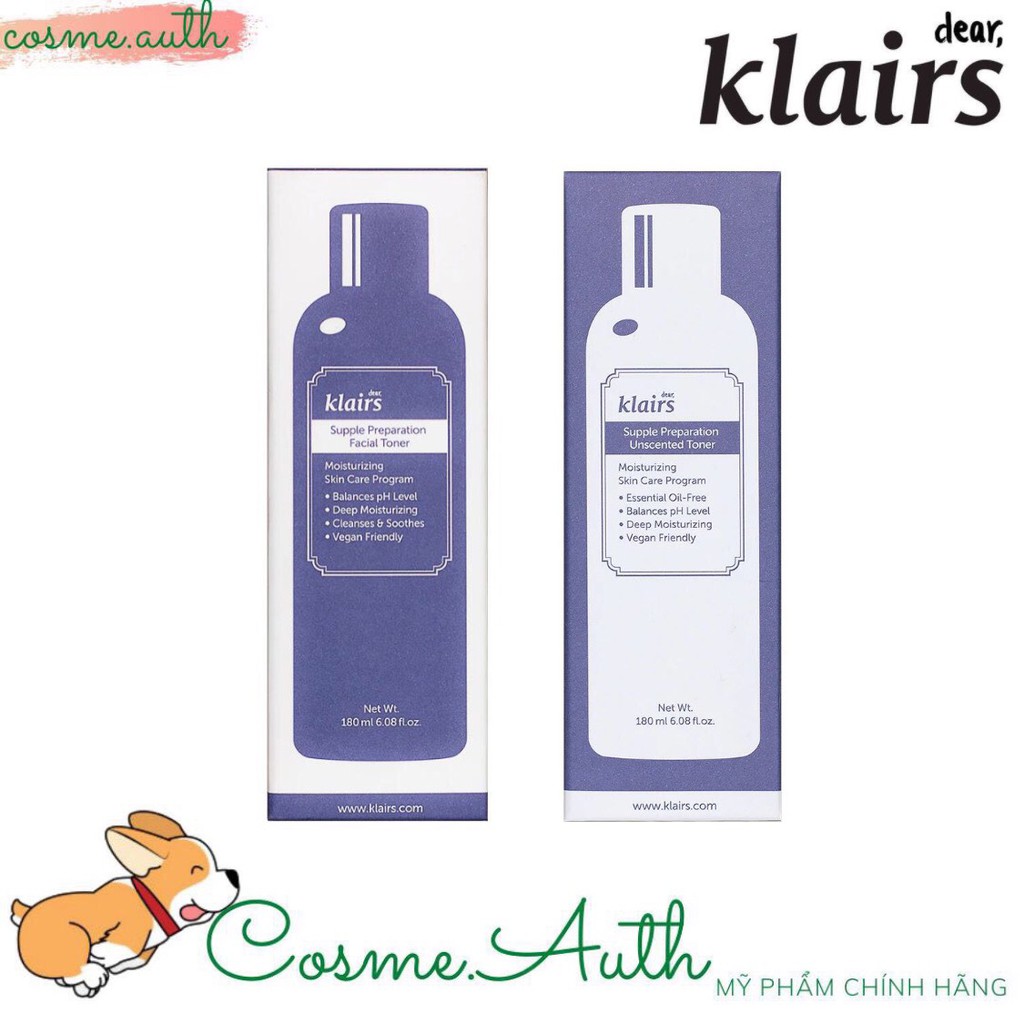 Nước Hoa Hồng Chống Viêm Dưỡng Ẩm Dears, Klairs Supple PreparationToner 180ml