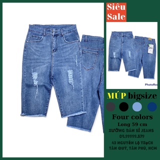 [Size 32-36] Quần Ngố Jeans Nữ Bigsize, Xanh Đậm 7021 , Lưng Cao Trên Rốn, Co Giãn Mạnh