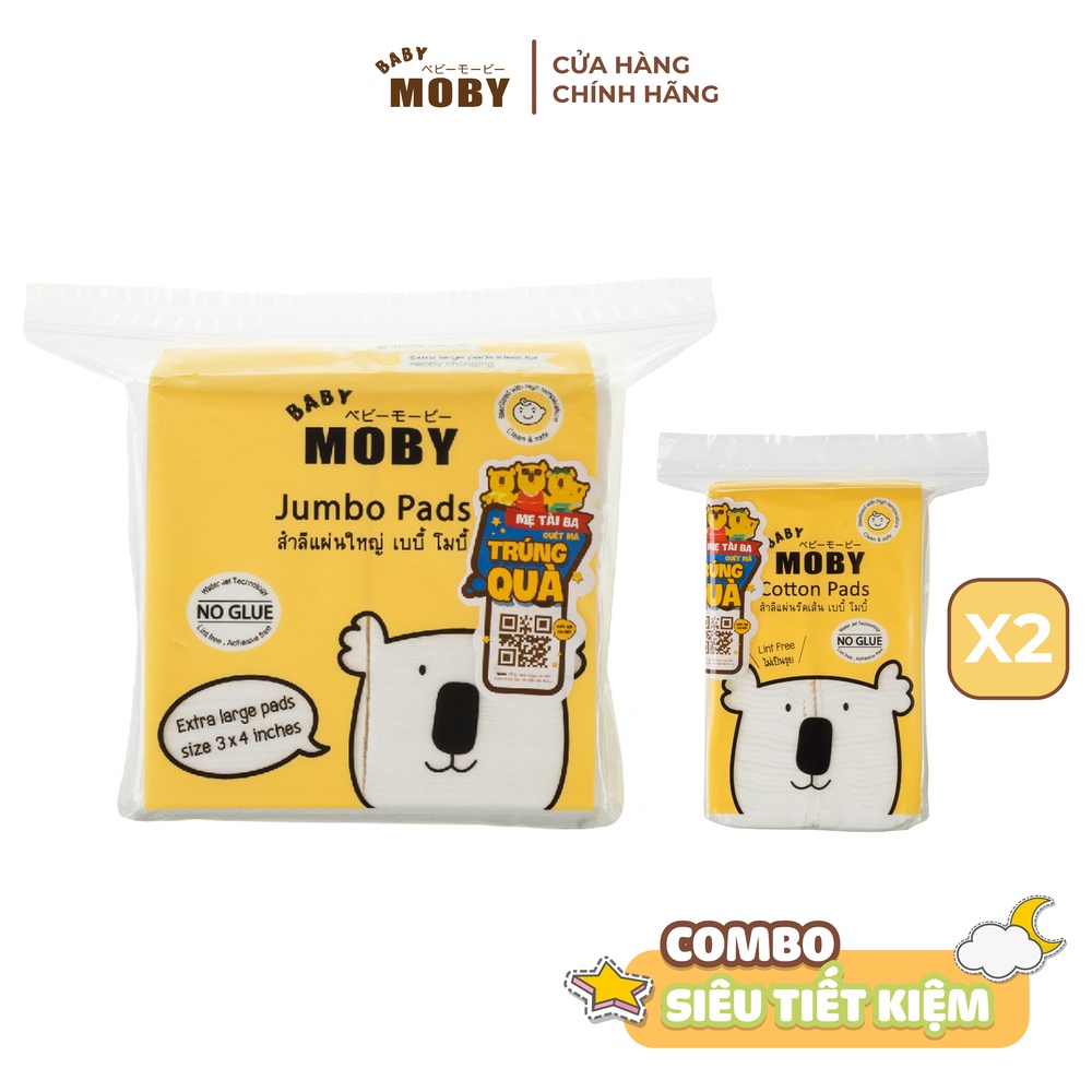 2 Bịch miếng thấm sữa Moby Baby + 1 Bông đa năng 100gr