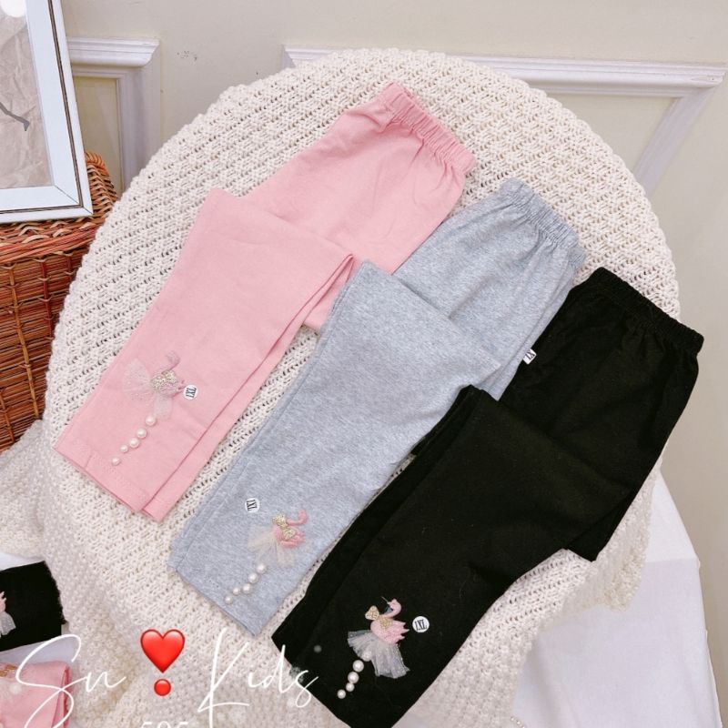 Quần legging bé gái giữ nhiệt chất cotton len dày dặn co dãn size nhí đại 8-30kg