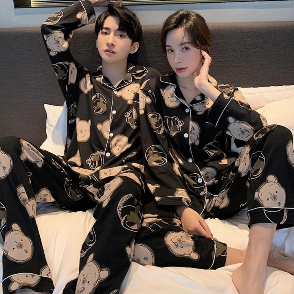 Bộ PIJAMA NAM NỮ Style Hàn Quốc-Lụa bóng thấm hút mồ hôi tốt, mát mùa hè 💖