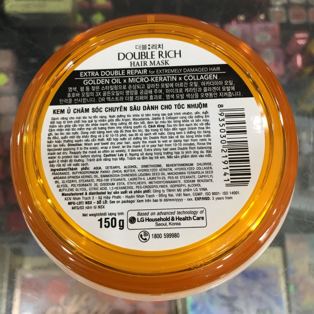 Kem ủ Double Rich chăm sóc chuyên sâu dành cho tóc nhuộm 150g