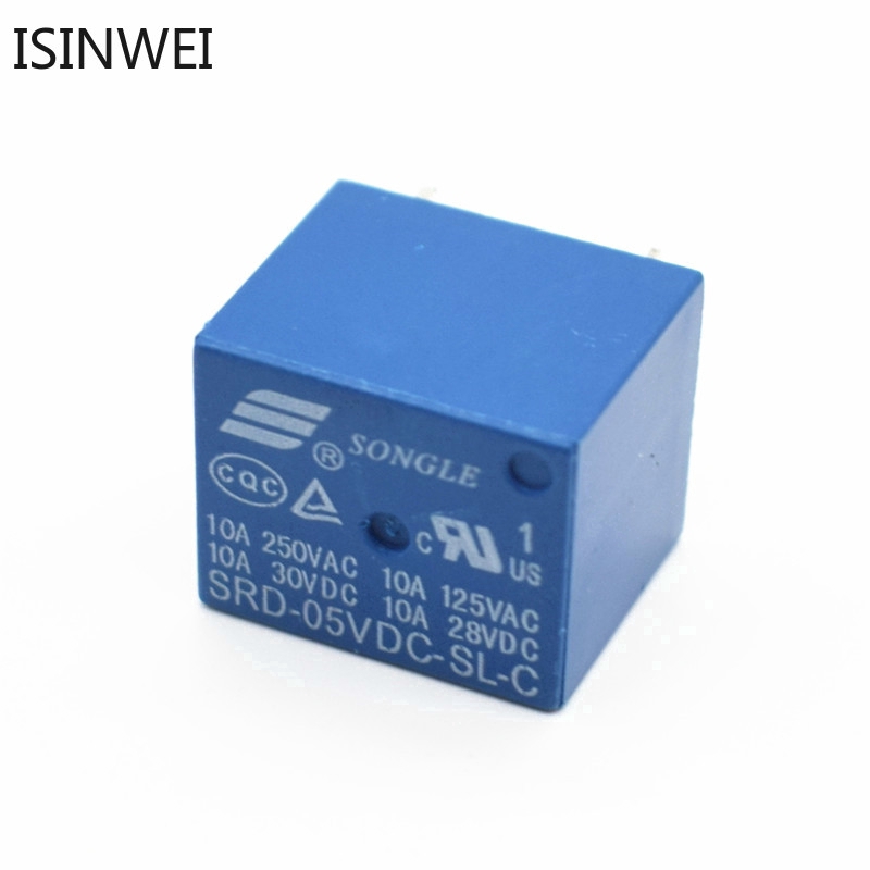 Bộ 5 cái rơ le nguồn PCB SRD-05VDC-SL-C 5V 10A 250VAC 5PIN T73