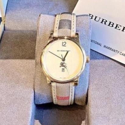 (Thẻ bảo hành 12 tháng) (burberry nữ) Đồng hồ nữ Burberry dây da cao cáp, kẻ caro tính tế, thẻ bảo hành 12 tháng MTP-STO