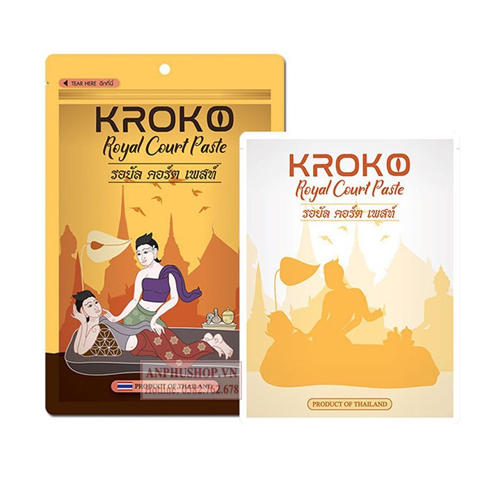 Miếng dán giảm đau thải độc cơ thể Kroko Royal Court Paste Hoàng Gia Thái Lan (Hàng chính hãng)