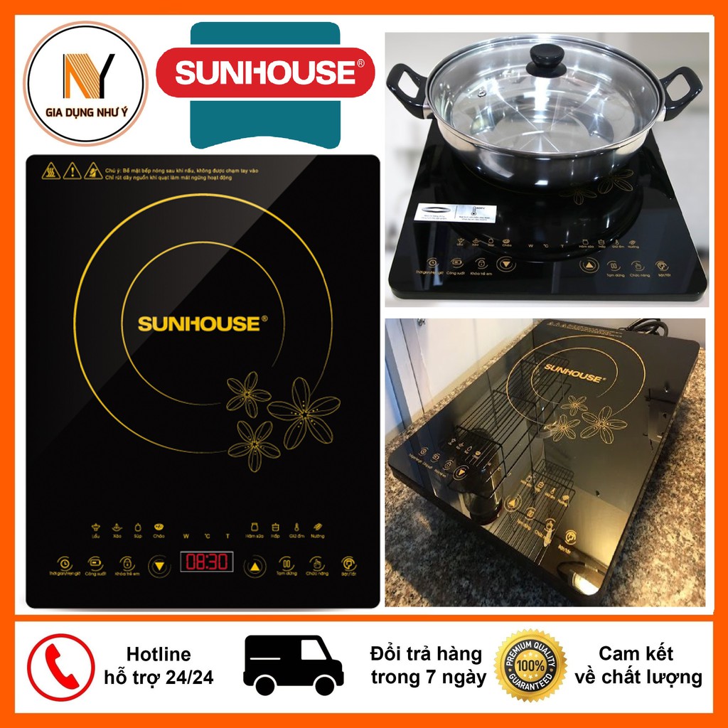 Bếp Từ Cảm Ứng Cao Cấp SUNHOUSE SHD6800 Mặt Kính Chịu Lực Siêu Bền, Tặng Kèm Nồi Lẩu