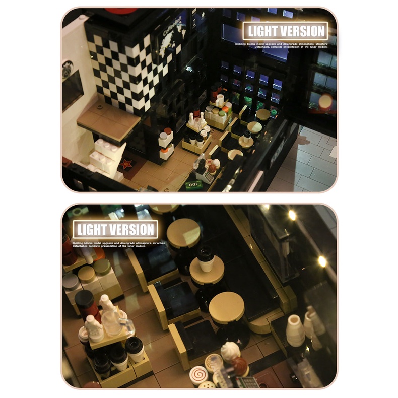 Đồ chơi Lắp ráp Mô hình MOULD KING 16036 Streetview he MOC-45635 Modern Cafe Modular With Led Parts