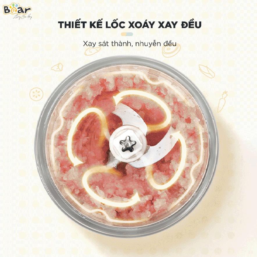 Máy xay thực phẩm cho bé ăn dặm mini 0.6L Bear QSJ-C02K1 (GR-B06V1), xay thịt cá rau củ, xay ăn dặm, BH 18 tháng