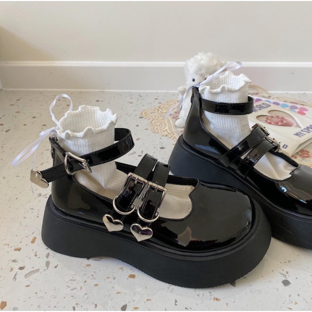 Giày LOLITA Nữ lzzang phong cách Hàn quốc mary quai cài đế cao cá tính năng động mới hot