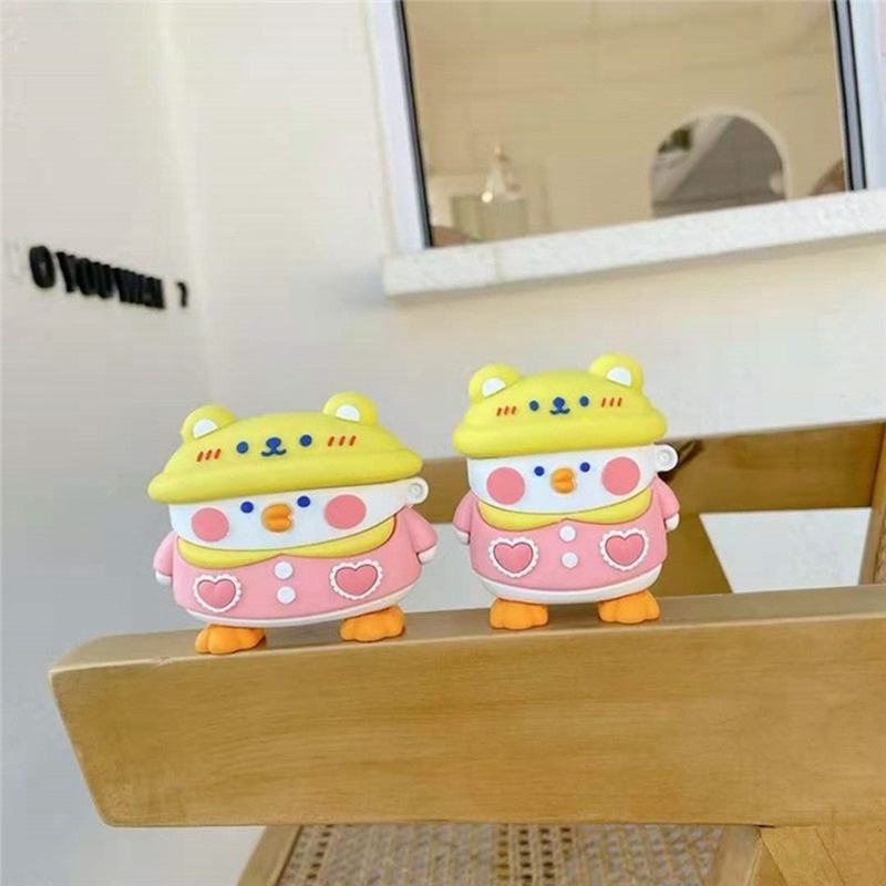 Vỏ bảo vệ hộp sạc tai nghe bluetooth không dây bằng silicon hình động vật dễ thương cho Airpods 1 / 2 / 3pro