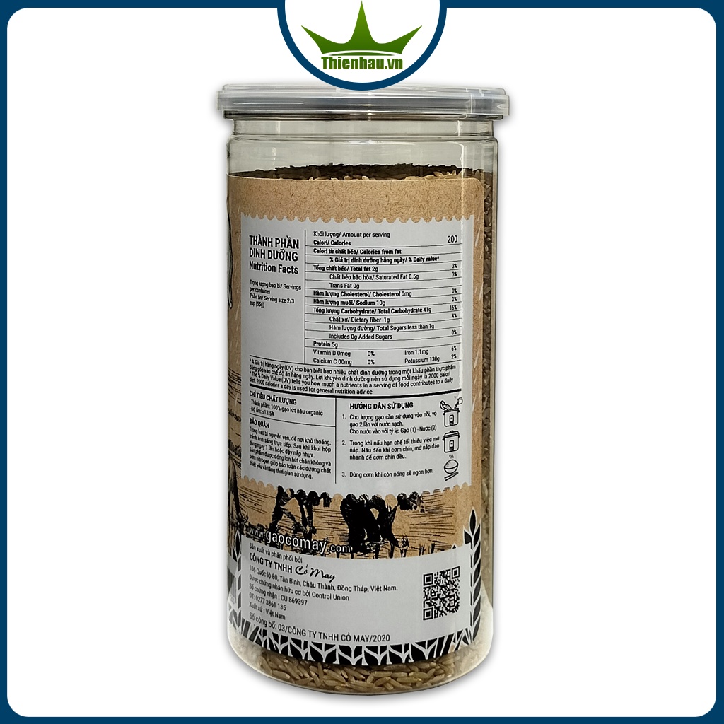 Gạo lứt nâu hữu cơ nguyên cám Cỏ May 1kg