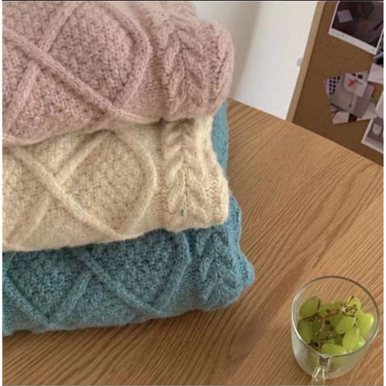 Áo Len Nữ - Áo Len Màu Trơn Dáng Rộng Cổ Tròn Mặc Thu Đông Phong Cách Hàn Quốc | BigBuy360 - bigbuy360.vn