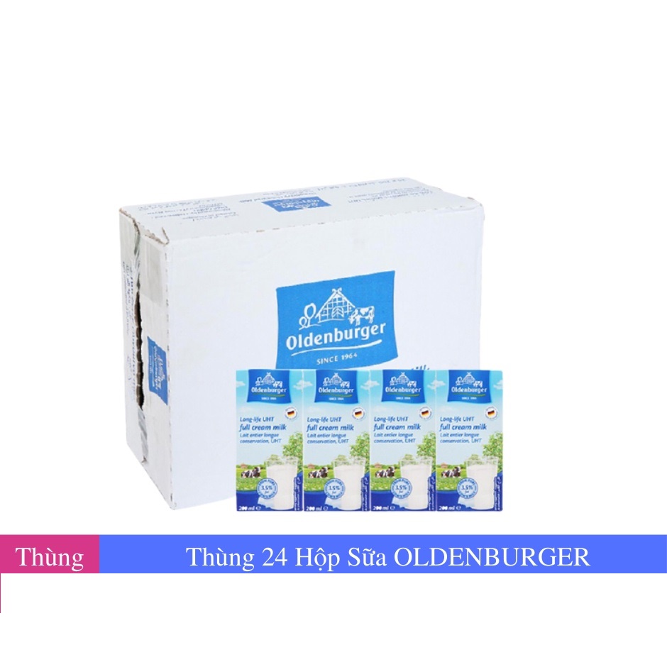 [SenXanh Emart] Thùng 24 Sữa Tươi Oldenburger Vị Dâu/Chuối/ Nguyên kem 200ml - Sữa tươi Đức