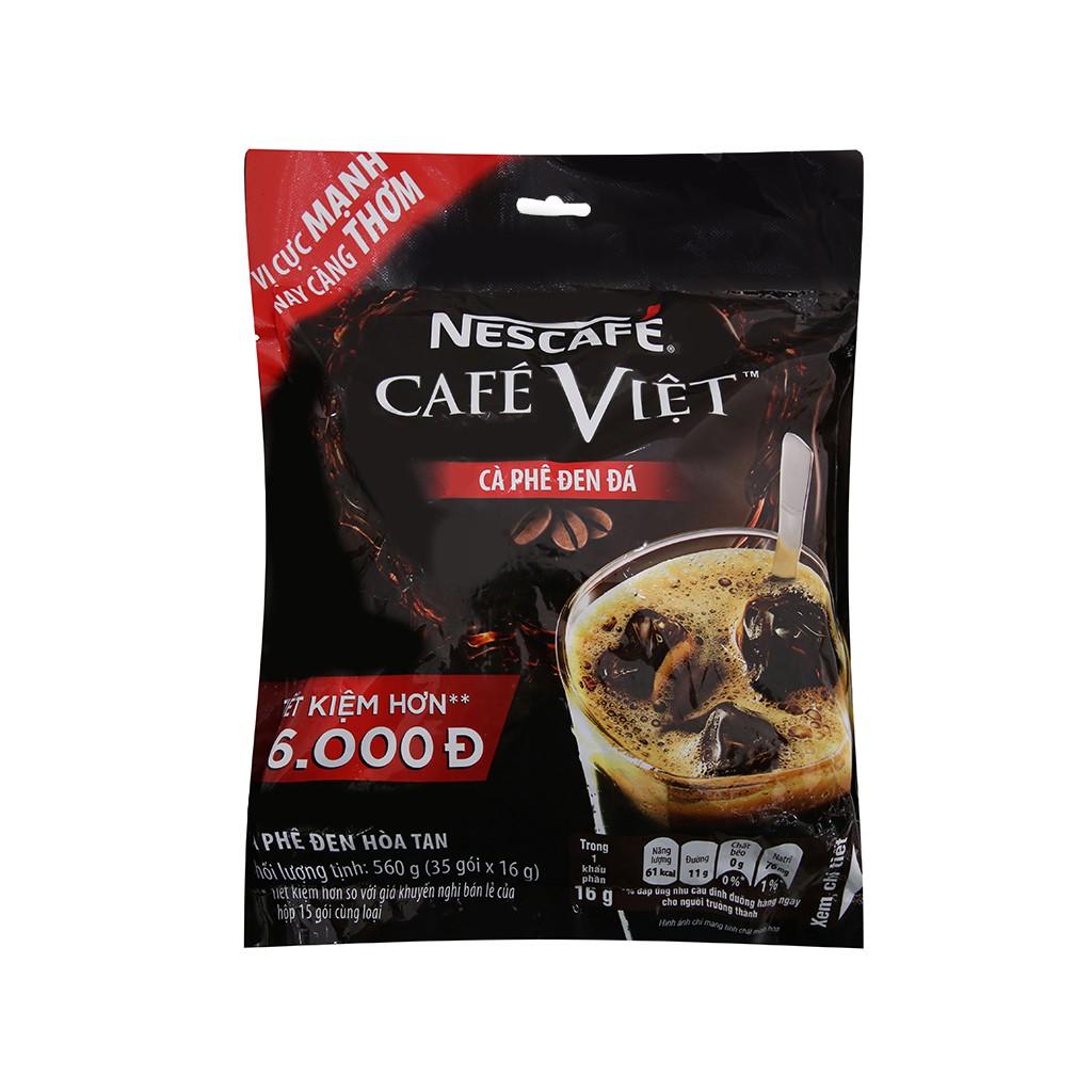 Cà Phê Đen Đá Nescafe Cafe Việt Bịch 35 Gói * 16G Date New 2024