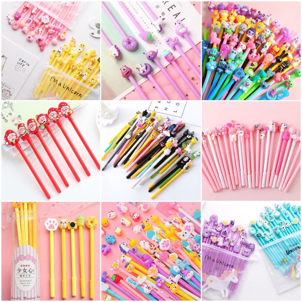 (Giá sỉ) Combo 100 cây bút gel đầu thú mix nhiều mẫu