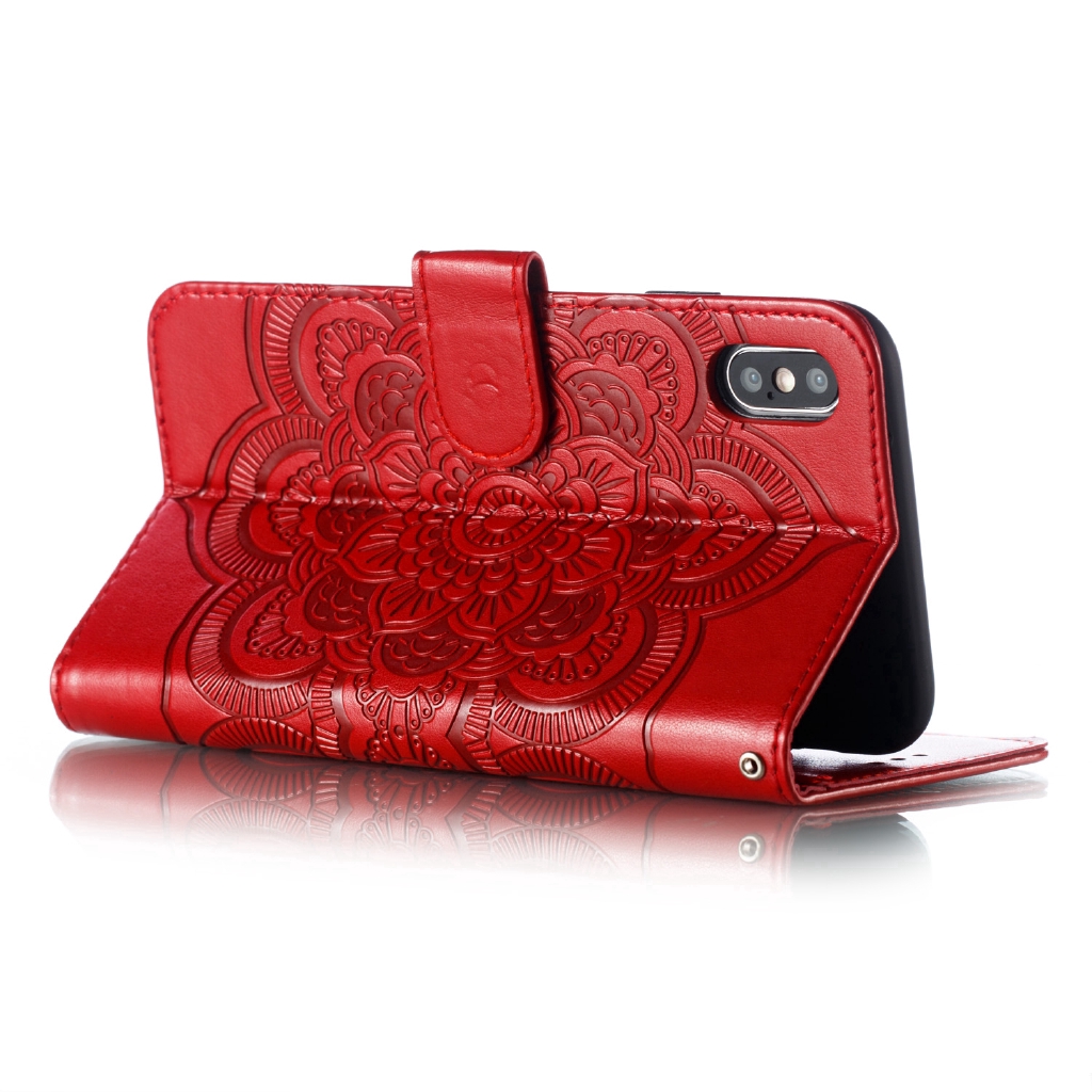 Bao da điện thoại màu trơn họa tiết hoa có dây đeo cho iPhone XS MAX XR 7 8 PLUS | BigBuy360 - bigbuy360.vn