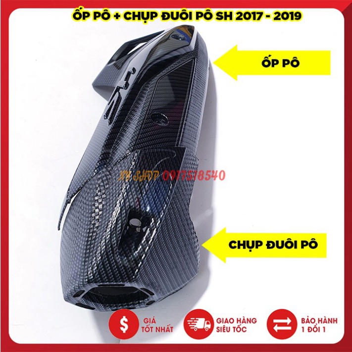 COMBO ỐP PÔ + CHỤP ĐUÔI CARBON SH VIỆT 2017 - 2019 Ảnh thật Sp