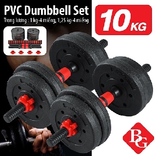 GYM-BỘ 10KG TẠ MIẾNG NHỰA ĐEN CAO CẤP ĐA NĂNG
