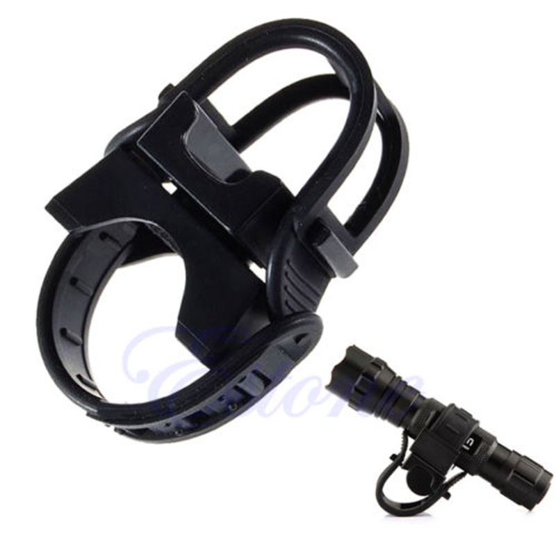 Giá đỡ đèn pin gắn tay cầm xe đạp xoay 360 độ màu đen