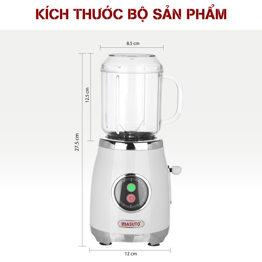 [VOUCHER 40K] Máy xay hạt chuyên dụng Masuto Blender xay sinh tố, xay hạt siêu nhanh nhuyễn mịn chỉ 5s