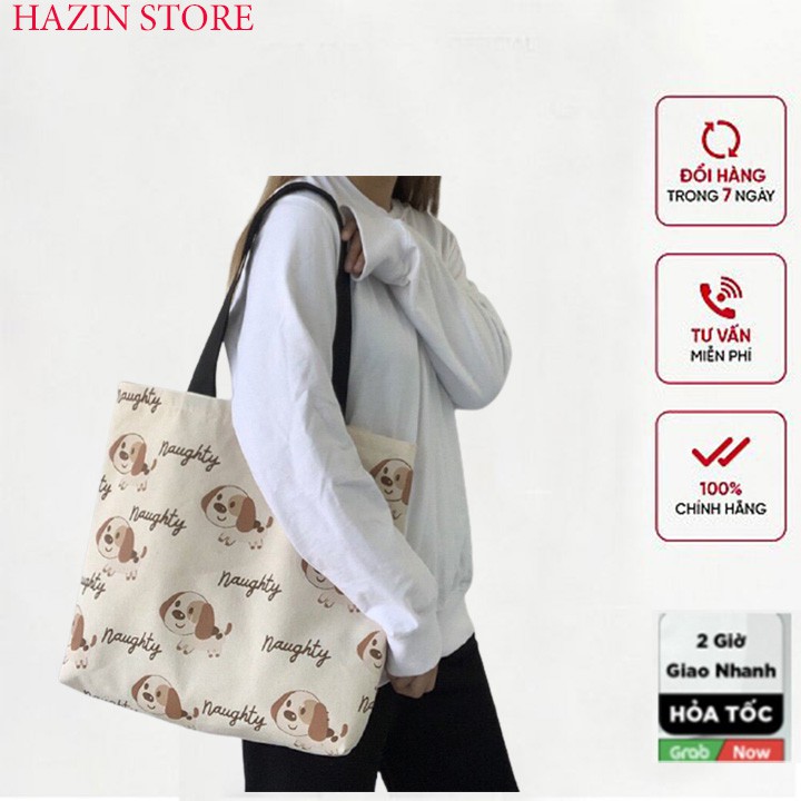 Túi tote vải đeo vai canvas bag giá rẻ đẹp đi học ULZZANG