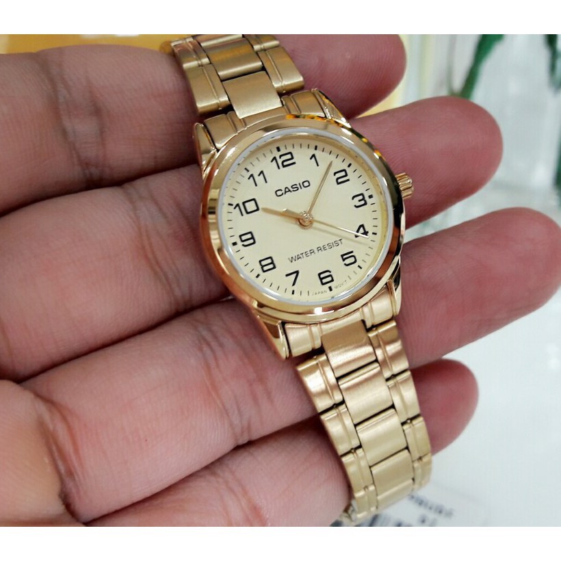 Đồng hồ đôi nam nữ dây kim loại Casio Anh Khuê MTP/LTP V001G-9B