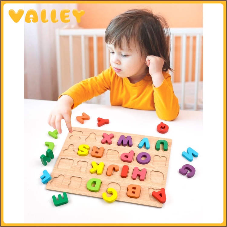 Bộ đồ chơi ZHAN QI TOYS xếp hình chữ cái và số bằng gỗ giúp giáo dục từ sớm cho bé