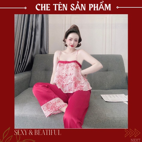 Bộ Đồ Ngủ Mặc Nhà Nữ  ⚡ SIÊU HOT ⚡ Lụa Chiffon Siêu Mịn, Sang Chảnh [ Size < 60kg] - Sun shop | BigBuy360 - bigbuy360.vn
