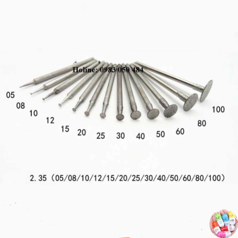 Mũi mài khắc đầu kim cương trục 2mm hay 2,35mm hình T mũi khắc đá ngọc chi tiết nhỏ