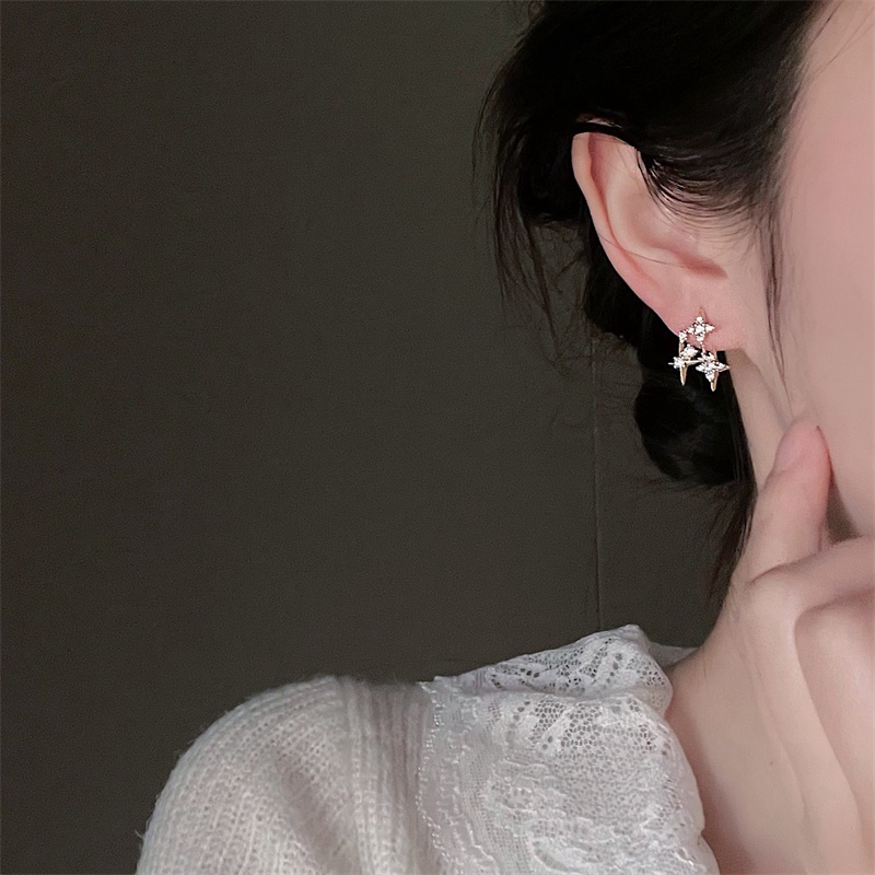 Bông Tai Mạ Bạc 925 Đính Đá Zircon Xinh Xắn Cho Nữ