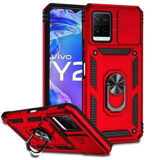 Ốp Điện Thoại Bảo Vệ Camera Chống Sốc Kèm Móc Xỏ Ngón Nam Châm Cho ViVO Y20 Y21 Y33S