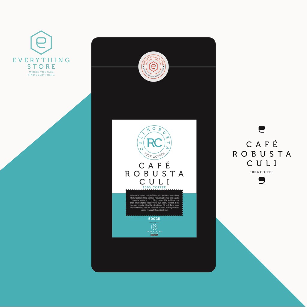 Cà phê rang xay nguyên chất Culi Robusta 500g - Rang medium light - Everything Store Coffee