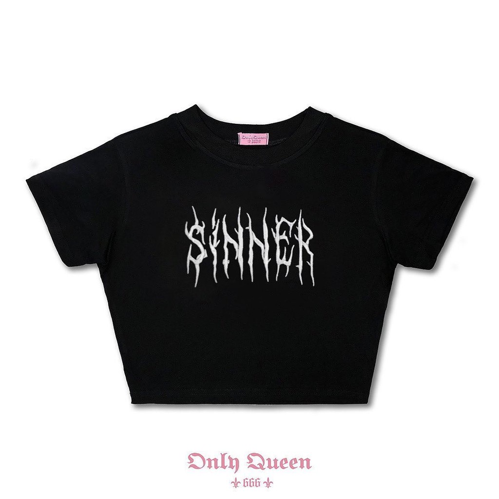 Áo croptop sinner RUBY HOUSE86 chất bozip cotton mịn co dãn tốt, không xù, 2 màu Đen Trắng hot hit