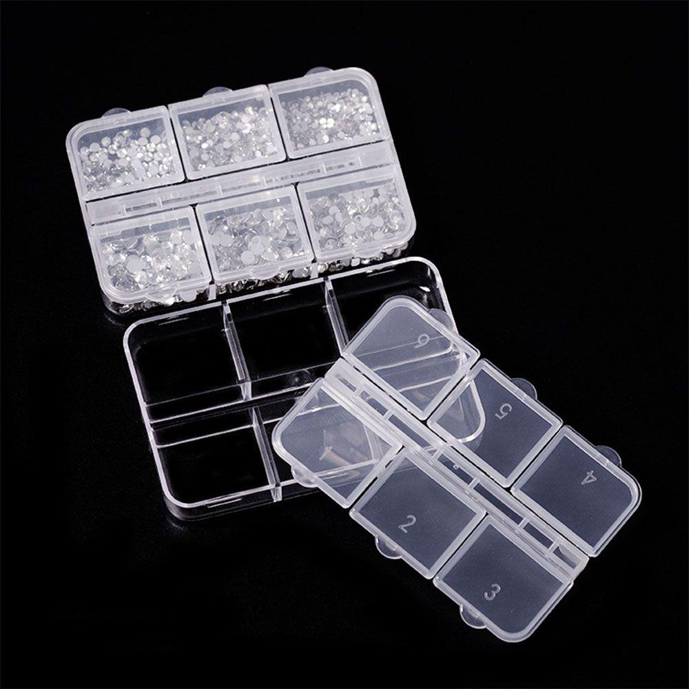 DANILO Hộp Đựng Trang Sức / Hạt Làm Móng Tay 6 Ngăn Hình Chữ Nhật Chống Vỡ Nhỏ Gọn Tiện Lợi Ốp