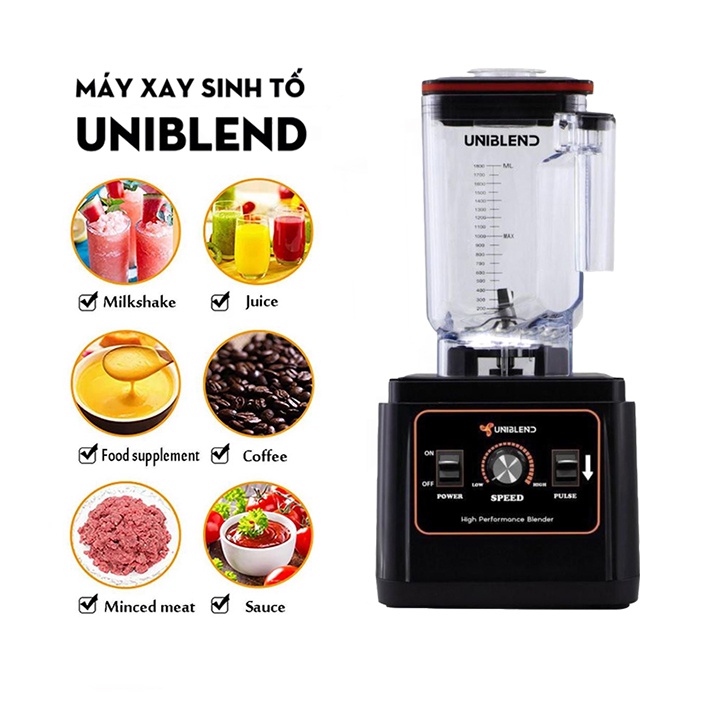 Máy Xay Công Nghiệp Uniblend UB - 712, Máy Xay Sinh Tố siêu bền siêu mạnh 1680W hàng chính hãng