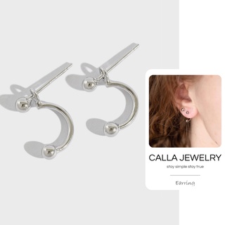 Silver Rainbow Minimalist Earrings | Khuyên tai bông tai bạc cong bi tròn nhỏ Calla Jewelry l E021