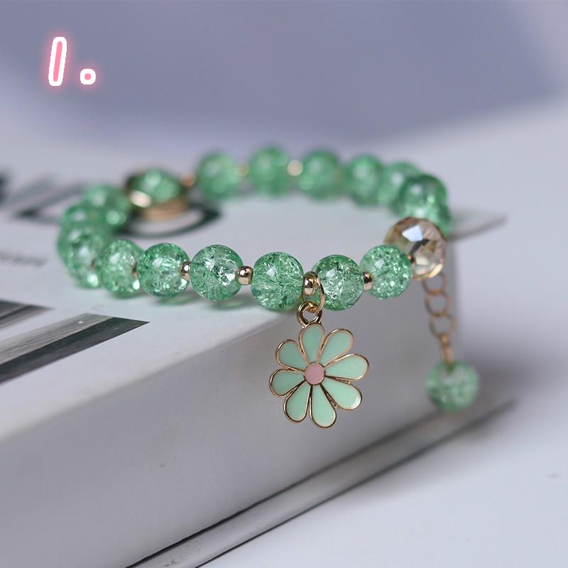 Ahellogirl Fashion Crystal Daisy Flower Charm Bracelet for Women Fine Jewelry Bangles