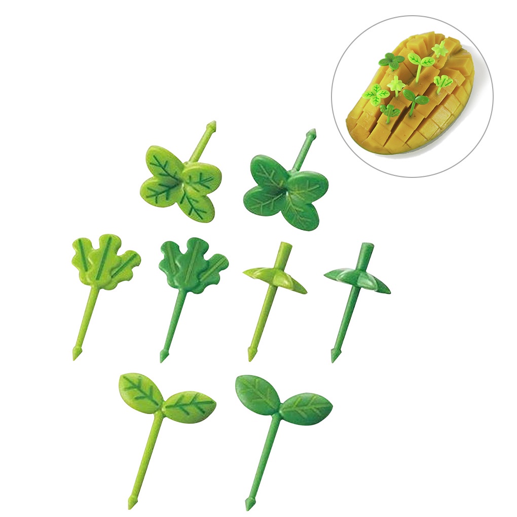8pcs Fruit Fork Children Toothpick Food Prod Leaves Plastic Decoration Lunch Box Accessory burang