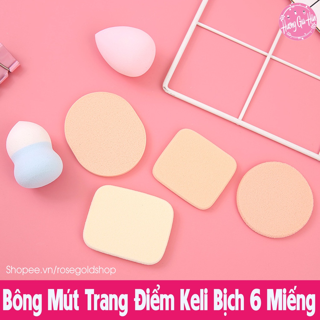 Bông Mút Trang Điểm Keli Bịch 6 Miếng